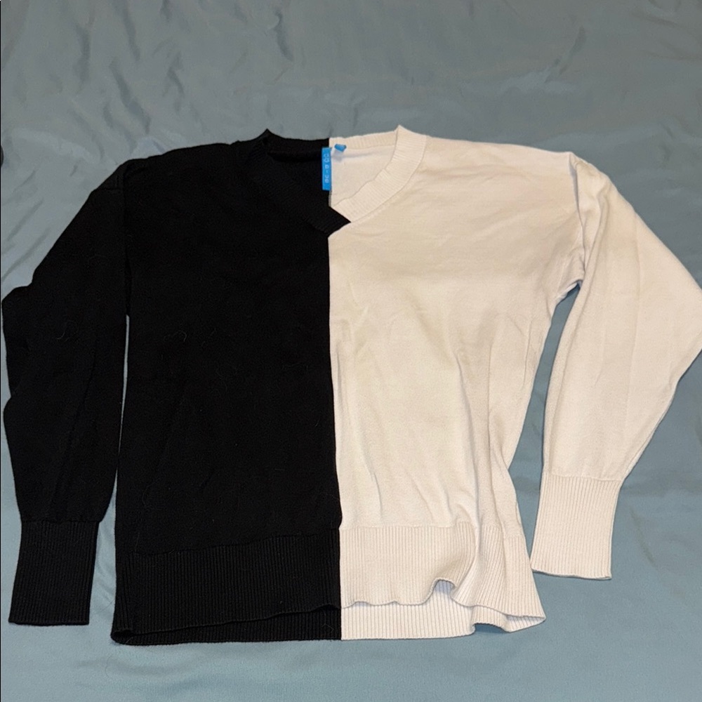 Black and White Split Sweater